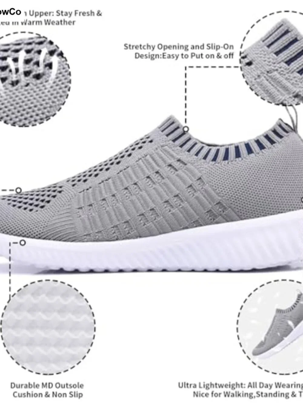 Women's Slip On Walking Shoes Breathable Mesh Lightweight Casual Sneakers